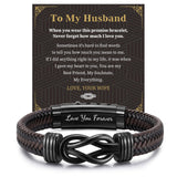 MEALGUET to My Husband Bracelet Gift - Brown Braided Leather Infinity Knot Bracelets Engraved Letter Love You Forever for Husband, Mens Bracelets Gift from Wife for Birthday Christmas