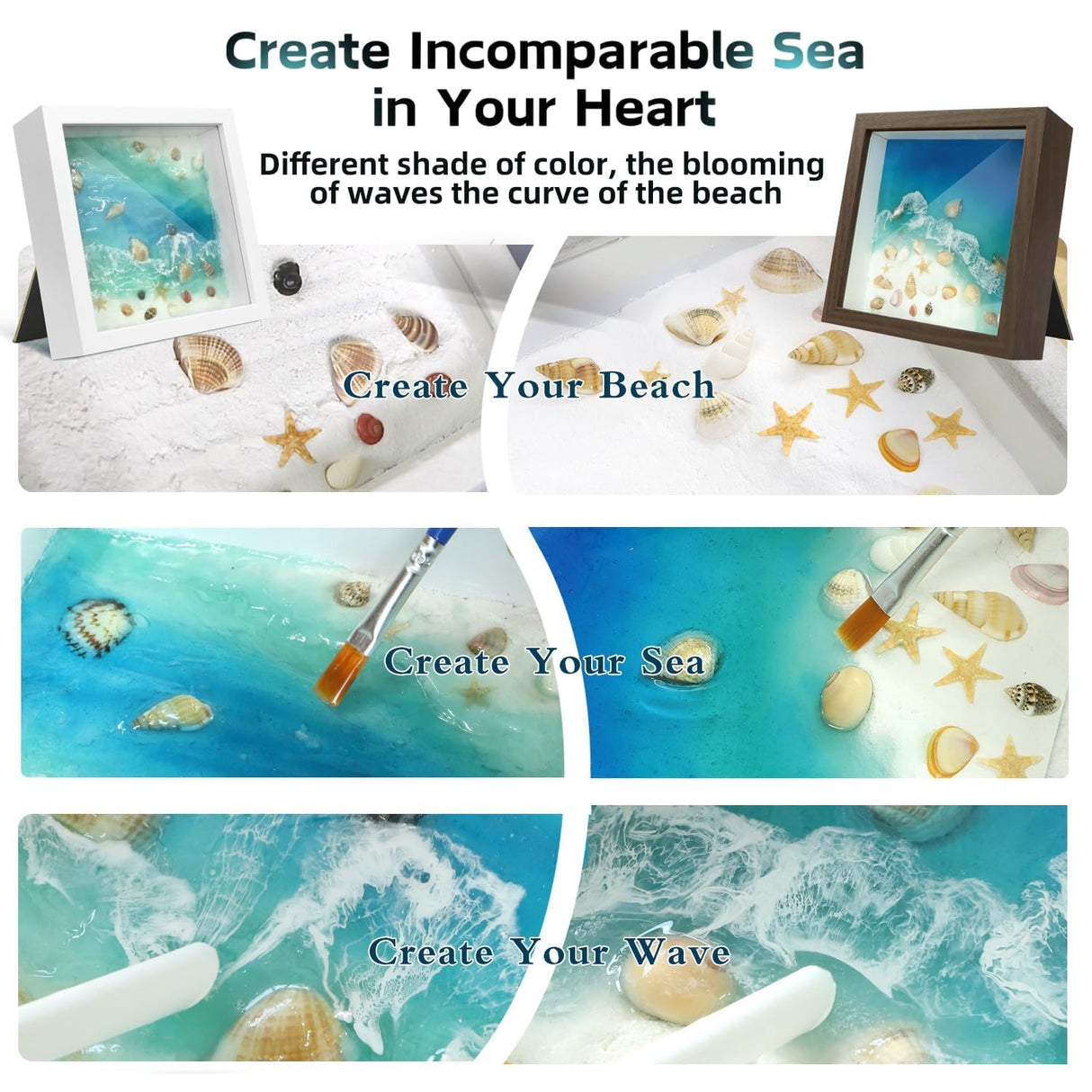 iland Crafts for Adults Women Creative Teen Crafts for Girls Ages 15-18 Great Ocean Resin Art Kit UV Resin Art Projects of DIY Artist Crafting Gifts Unique Gifts for Women on Christmas Romantic