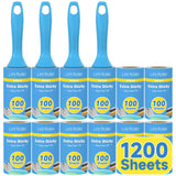 Swihauk 1200 Sheets Extra Sticky Lint Rollers for Pet Hair, Easy Spiral Tear Lint Roller for Clothes with Ergonomic Handle, Multipurpose Lint Remover for Furniture, Carpet, Car Seat