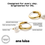 Ana Luisa Frida Pearl Jewelry Huggie Hoops - Medium & Small 14K Gold Plated & Silver Rhodium Plated with Freshwater Pearls - 2-in-1 Hypoallergenic Water-Resistant, Tarnish-Free Hoop for Daily Wear