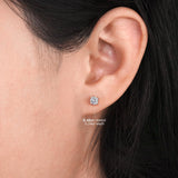 EIoways Moissanite Stud Earrings, D Color VVS1, Sterling Silver, Push Back, 3-7mm, for Women and Men (Round Silver, 4mm-0.48CTW)