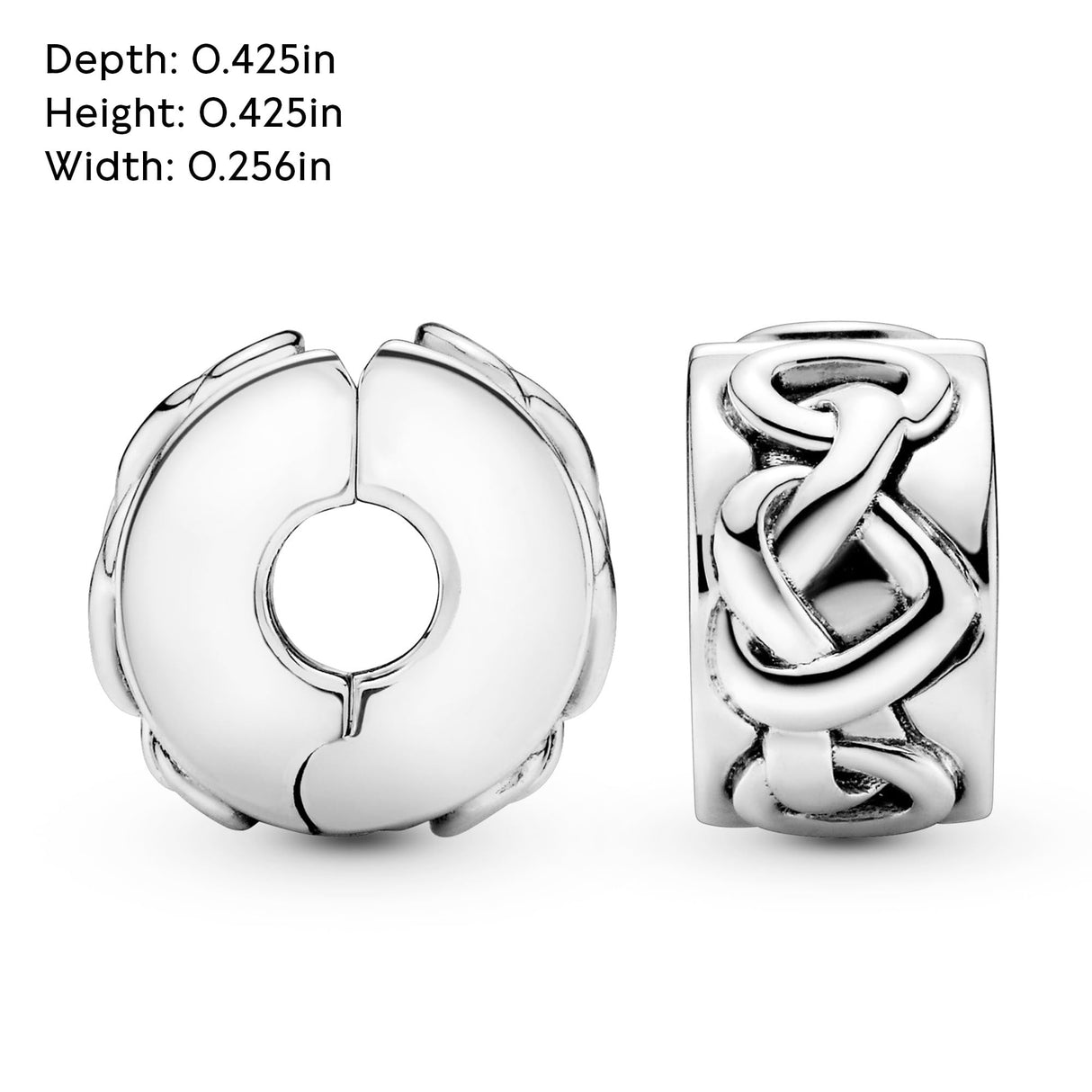 PANDORA Knotted Hearts Clip Charm - Compatible with PANDORA Moments - Gift for Her - Made with Sterling Silver - with Gift Box