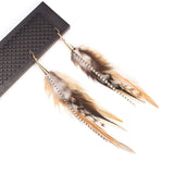 lureme Bohemian Multicolor Pheasant Feathers Dangle Earrings Handmade Natural Feather Earrings (er006314-5)