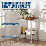 Stainless Steel Work Table with Wheels, 30x30 Inch NSF Food Prep Table with Backsplash & Adjustable Undershelf for Commercial Kitchen, Restaurant, Garage
