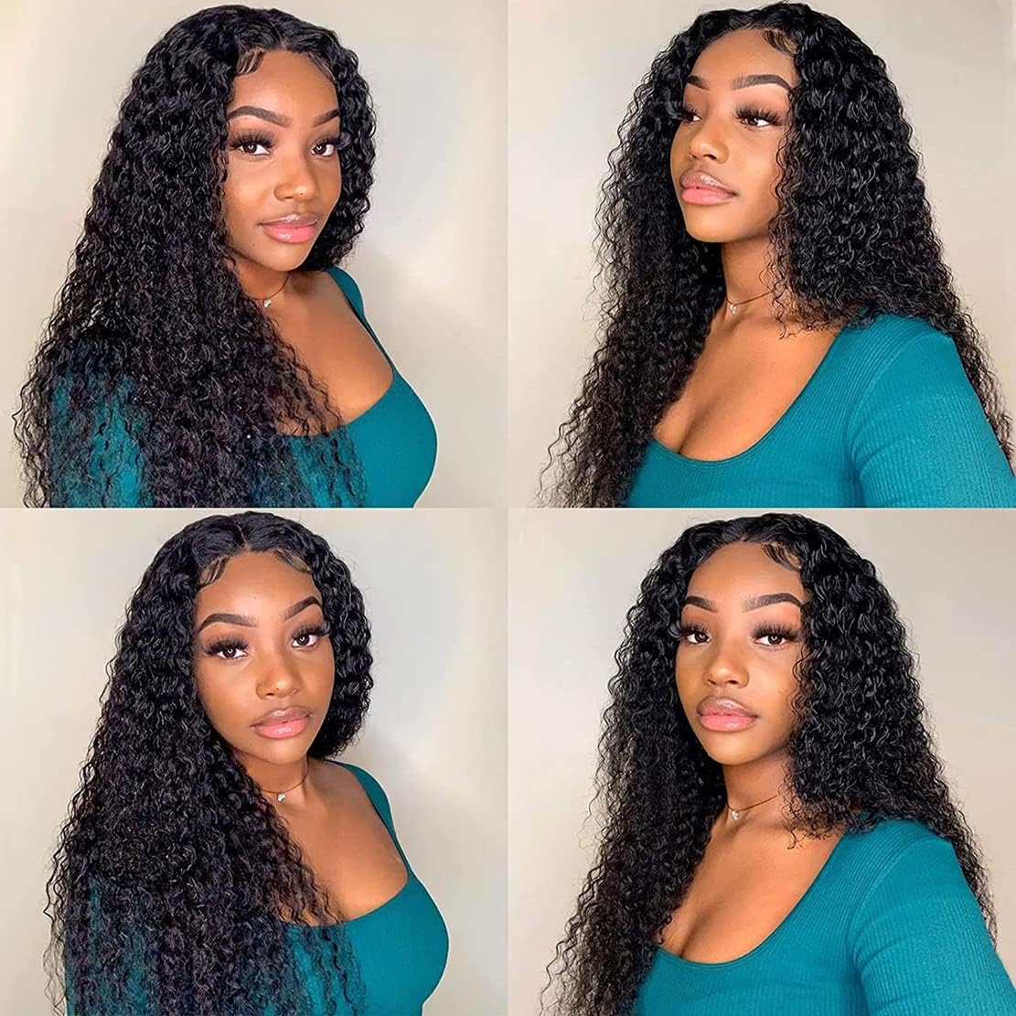 Halerp Water Wave Human Hair Bundles 20 22 24 26 Inch Curly 4 Bundles Human Hair 12A Unprocessed Brazilian Virgin Weave Deep Wave Hair Extension Natural Black