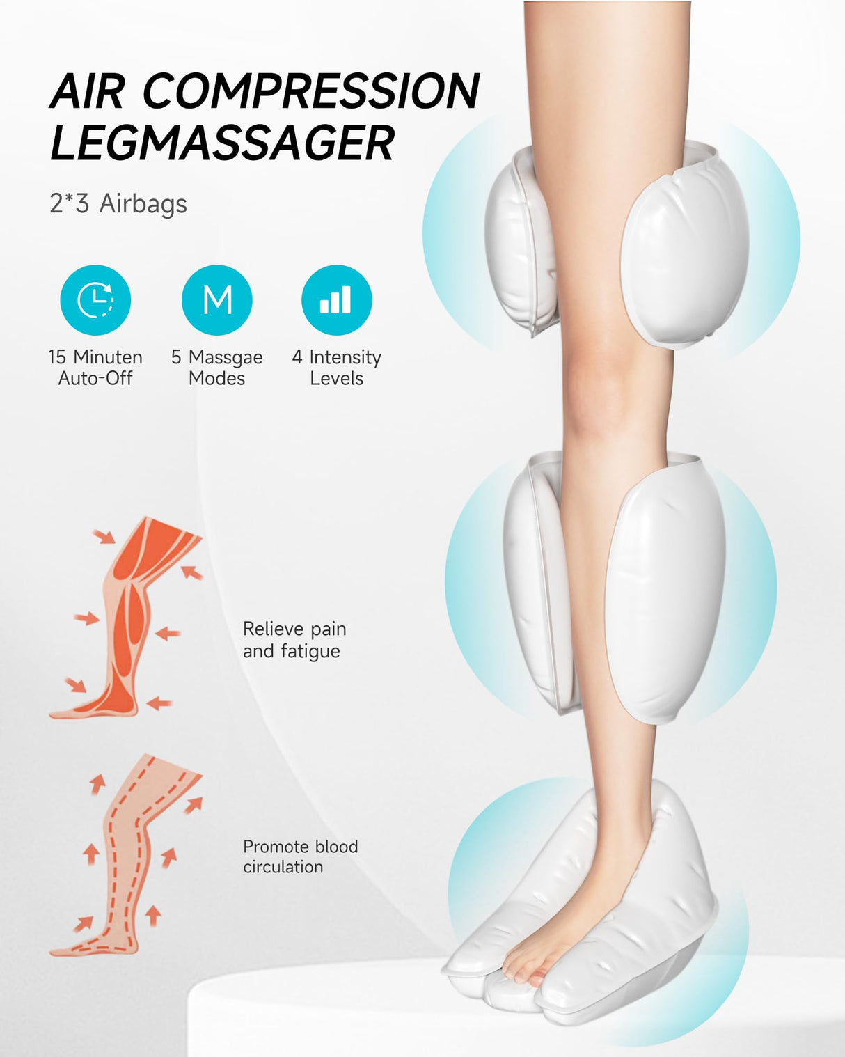ALLJOY Leg Massager for Circulation and Pain Relief FSA, Gifts for Men Women Dad Mom, Leg Massager with Heat and Compression, 2 Heat 5 Modes 4 Intensities 4 Extenders