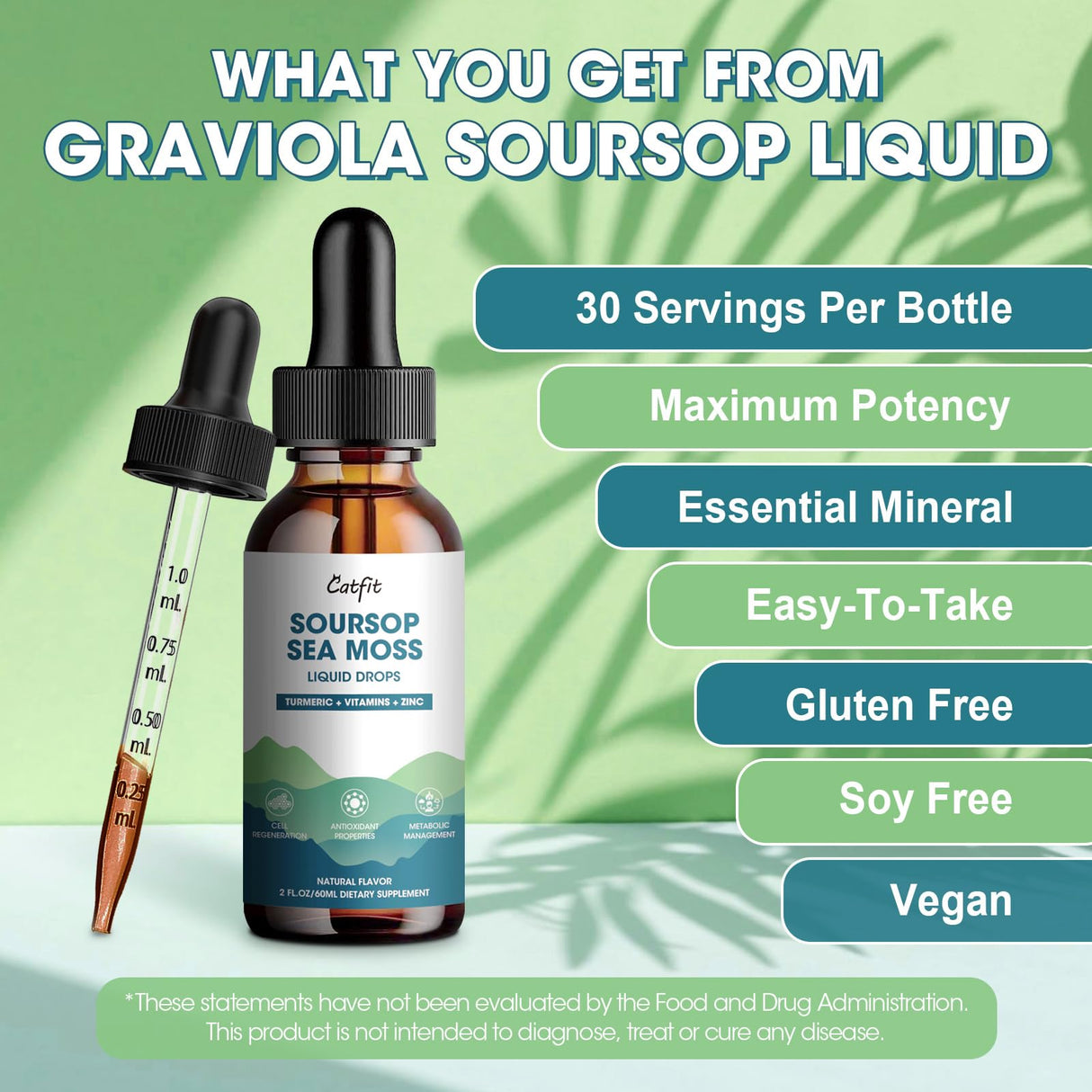 Soursop Graviola Liquid Drop – 2 Pack Soursop Drops with Sea Moss & Turmeric, Cellular Support & Immunity Boost Liquid Supplement, 2 Fl Oz Bottles