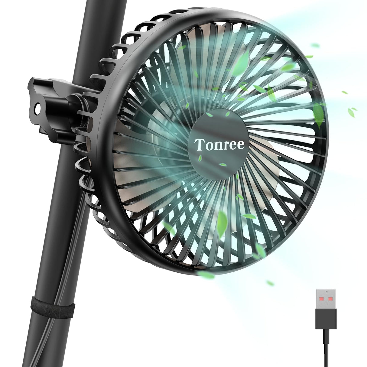 Tonree Grow Tent Fan, 5.5" Greenhouse Clip Fan with Brushless Motor and Non-Slip Clamp, Strong Airflow and Low Noise, 360° Tilt, Easy Mount for Plant Hydroponics Circulation Cooling Ventilation Shed