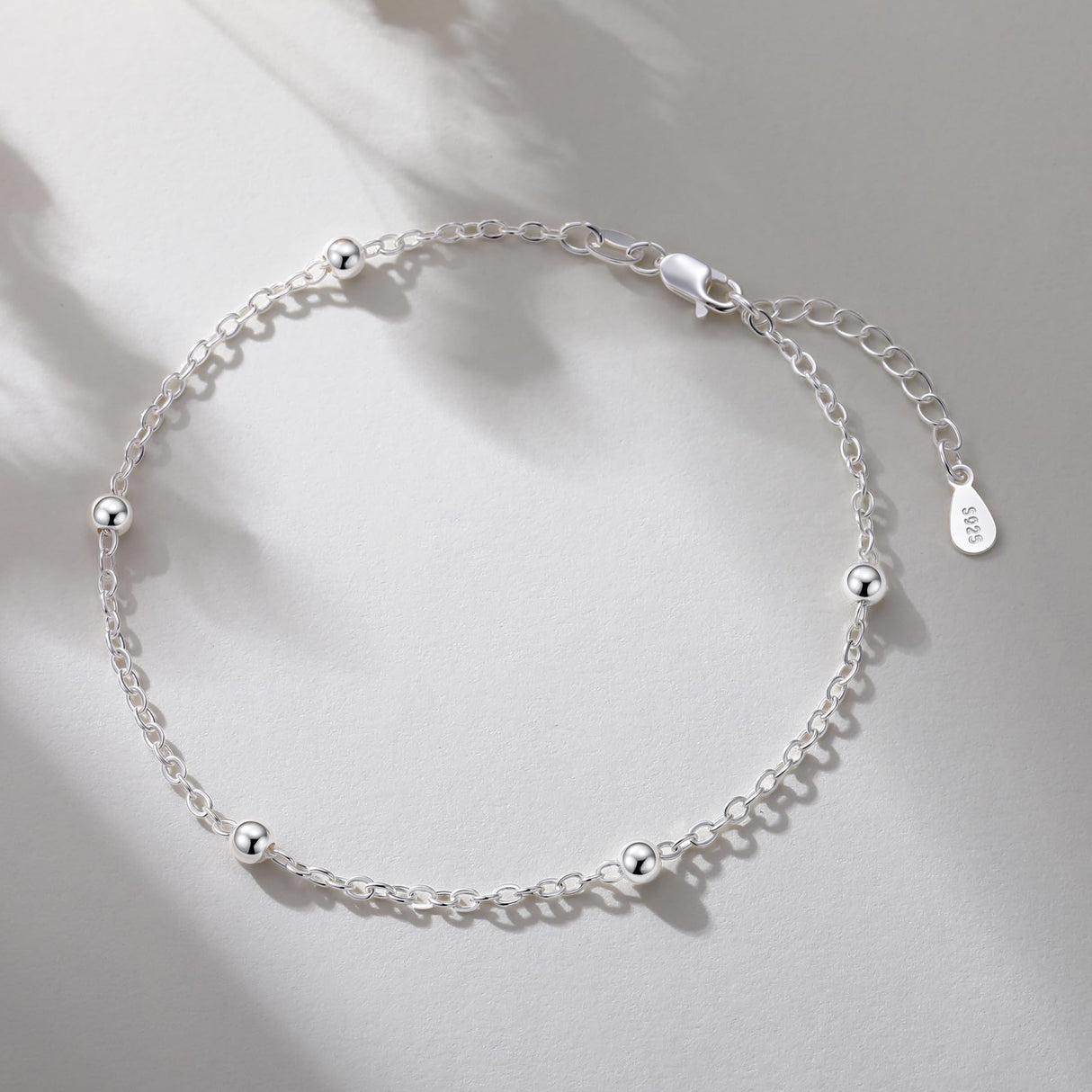 TOPCRED 925 Sterling Silver Chain Bracelet, Beaded Satellite Chain Fine Jewelry for Women Holiday Gift with Flannel Bag Adjustable 7.5 Inches