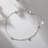 TOPCRED 925 Sterling Silver Chain Bracelet, Beaded Satellite Chain Fine Jewelry for Women Holiday Gift with Flannel Bag Adjustable 7.5 Inches