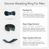 Rinfit Silicone Wedding Band for Men, Infinity - Pack C, Size 10