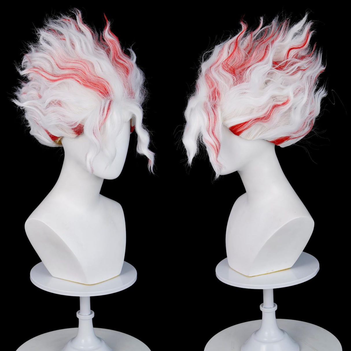 Wiggy Mermaid Okarun Cosplay Wig for Dan Da Dan Cosplay White Mixed Red Cosplay Wig with Wig Cap for Halloween Christmas Costume