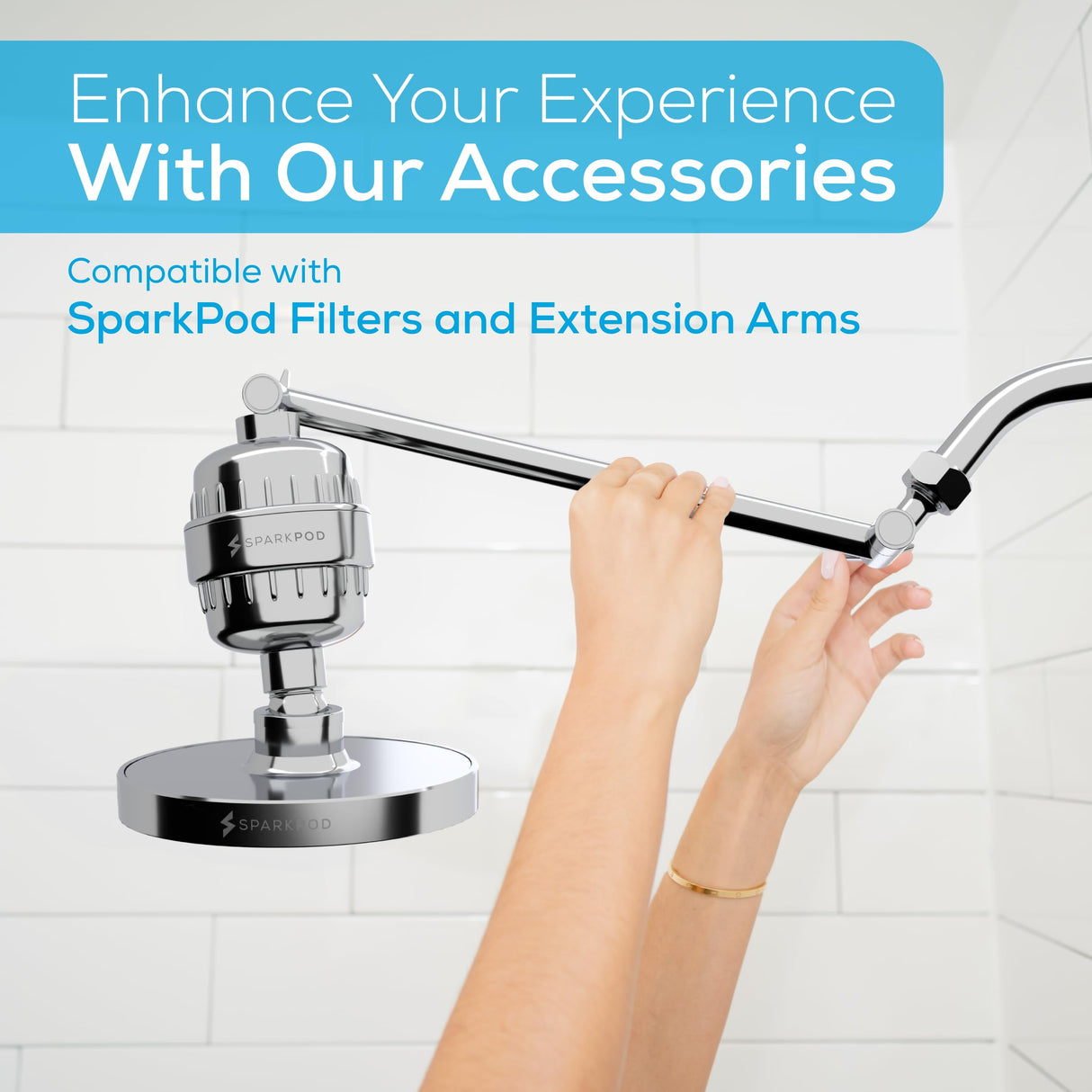 SparkPod Shower Head - High Pressure Rain - Premium Quality Luxury Design - Easy Clean Adjustable Replacement for Your Bathroom Shower Heads (Polished Chrome Finish, 6 Inch Round)