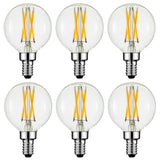 Arberlic G16.5 Light Bulb,4W E12 LED Bulb dimmable Equivalent E12 Candelabra Bulb 40 Watt,Warm White 2700K,400lm,CRI85+,AC120V,Edison Style,Clear Glass,ETL Listed,Pack of 6