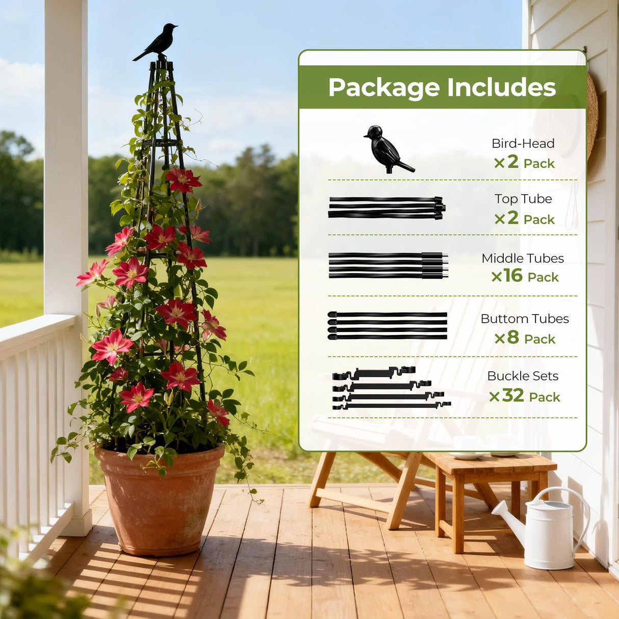 MQHUAYU 2 Pack Garden Trellis for Climbing Plants Outdoors,65Inch Cucumber Trellis Garden Obelisk Trellis Rustproof Plants Support with Adjustable Heights for Indoor Potted Plants, Vines, Vegetables