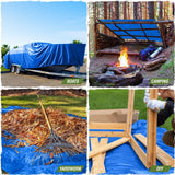 RUGGED RHINO Heavy Duty Waterproof Tarp, 15x15, 2 Pack, UV and Tear Resistant Cover with Reinforced Grommets and Corners, Outdoor Multipurpose Tarps for Camping, Patio, Garden, Car & Roof, 5 Mil, Blue