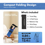 GPTCAMP G2 Walking Stick, Fold-up Walking Cane for Women and Men with Wrist Strap, Portable, Foldable, Collapsible, Lightweight and Sturdy with Comfortable T Handle