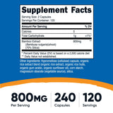 Nutricost Bamboo Extract, 400 mg, 240 Capsules - Vegan, Gluten Free and Non-GMO - 120 Servings with 800 mg