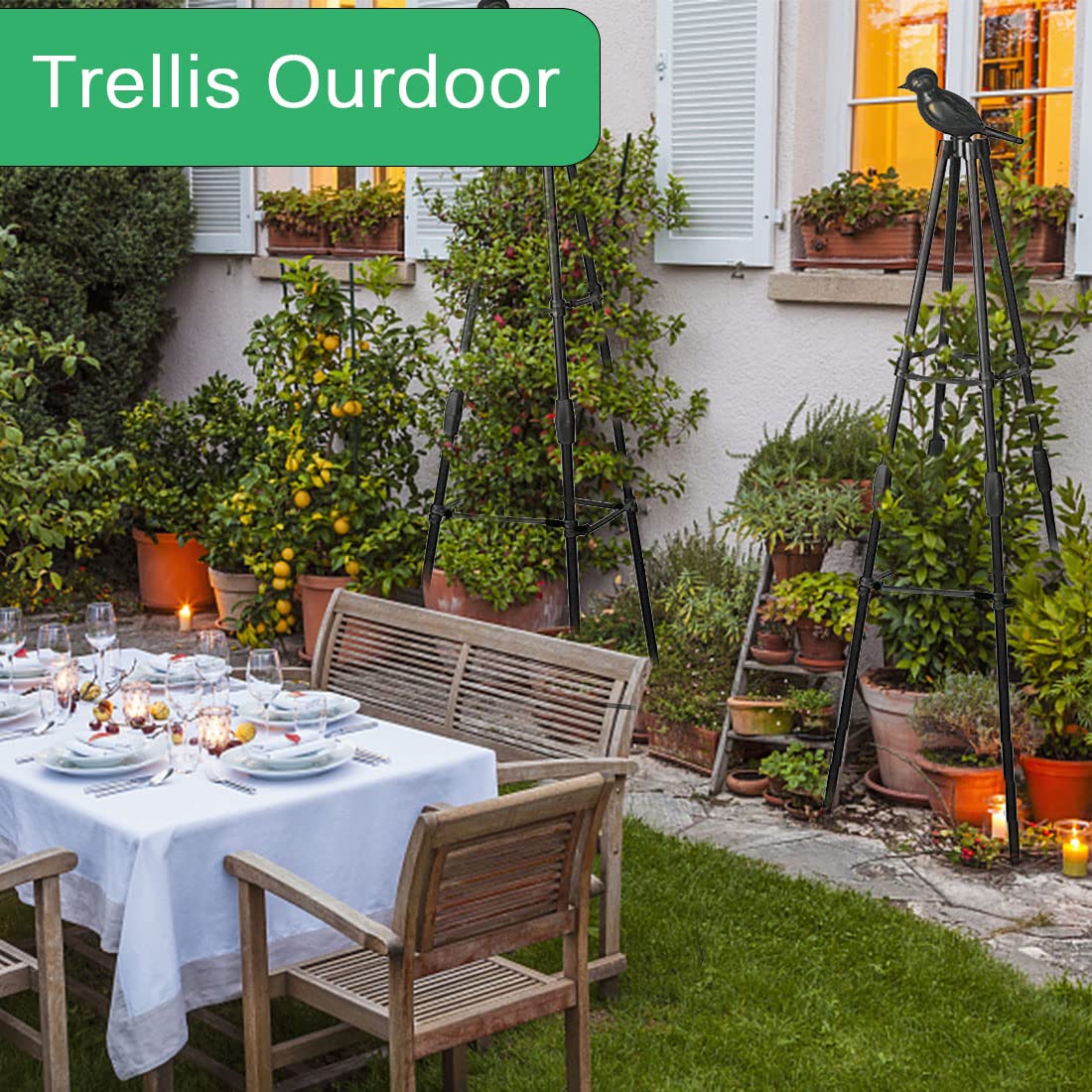 Garden Trellis, 47" Plant Trellis for Potted Plants Flowers Vegetables and Vines,Tomato Cage Tower,Garden Obelisk Trellis,Plant Support Stand for Climbing Plants Outdoor and Indoor-2 Pack