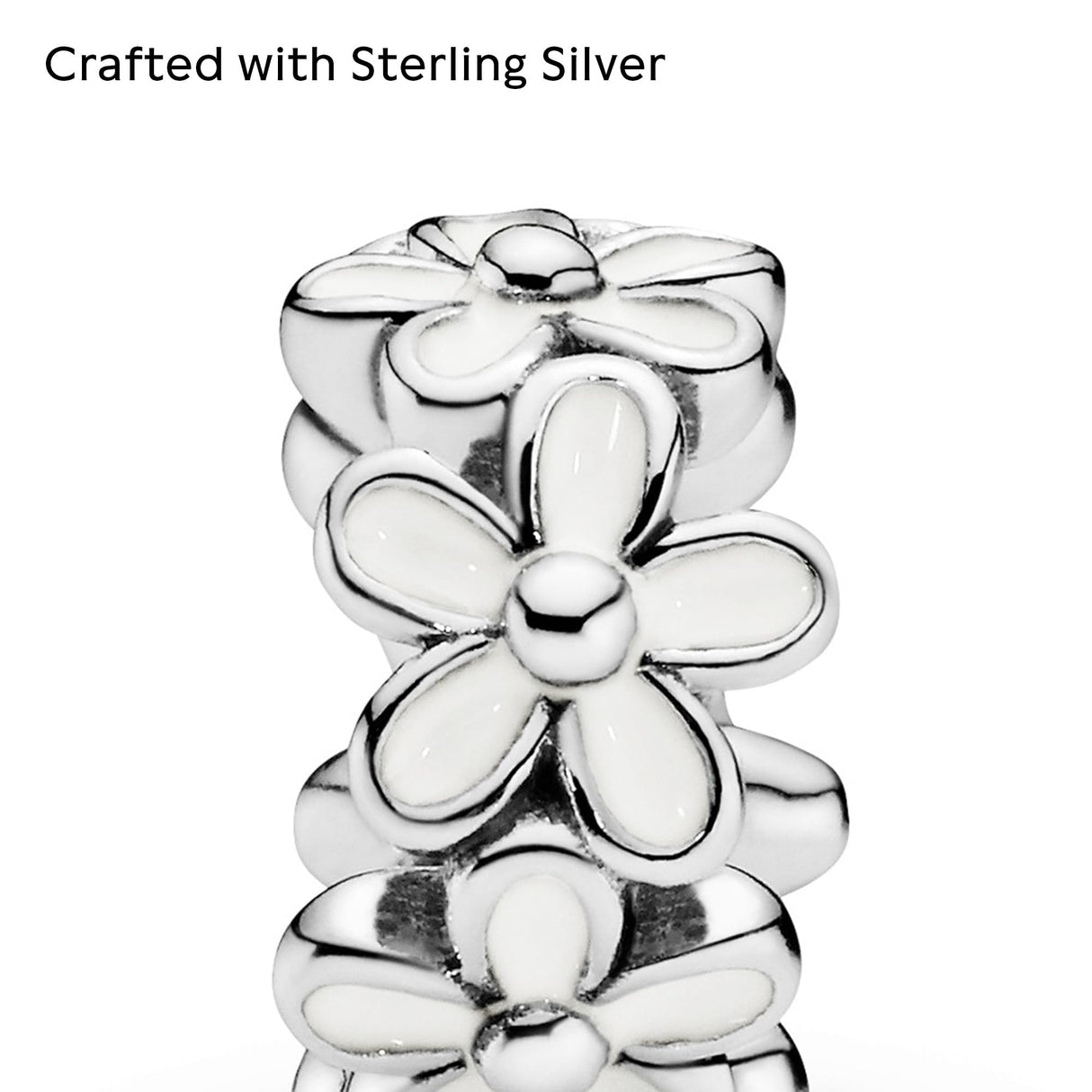 PANDORA White Daisy Flower Spacer Charm - Jewelry for Women with Gift Box - Compatible Moments Charm Bracelets - Sterling Silver