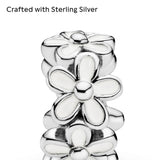 PANDORA White Daisy Flower Spacer Charm - Jewelry for Women with Gift Box - Compatible Moments Charm Bracelets - Sterling Silver