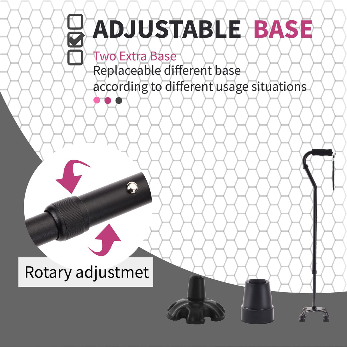 LIXIANG Walking Cane 3 in1 - Adjustable Lightweight Walking Sticks from 29-37 Inches,Balancing Mobility Aid for Men and Women