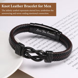 MEALGUET to My Husband Bracelet Gift - Brown Braided Leather Infinity Knot Bracelets Engraved Letter Love You Forever for Husband, Mens Bracelets Gift from Wife for Birthday Christmas