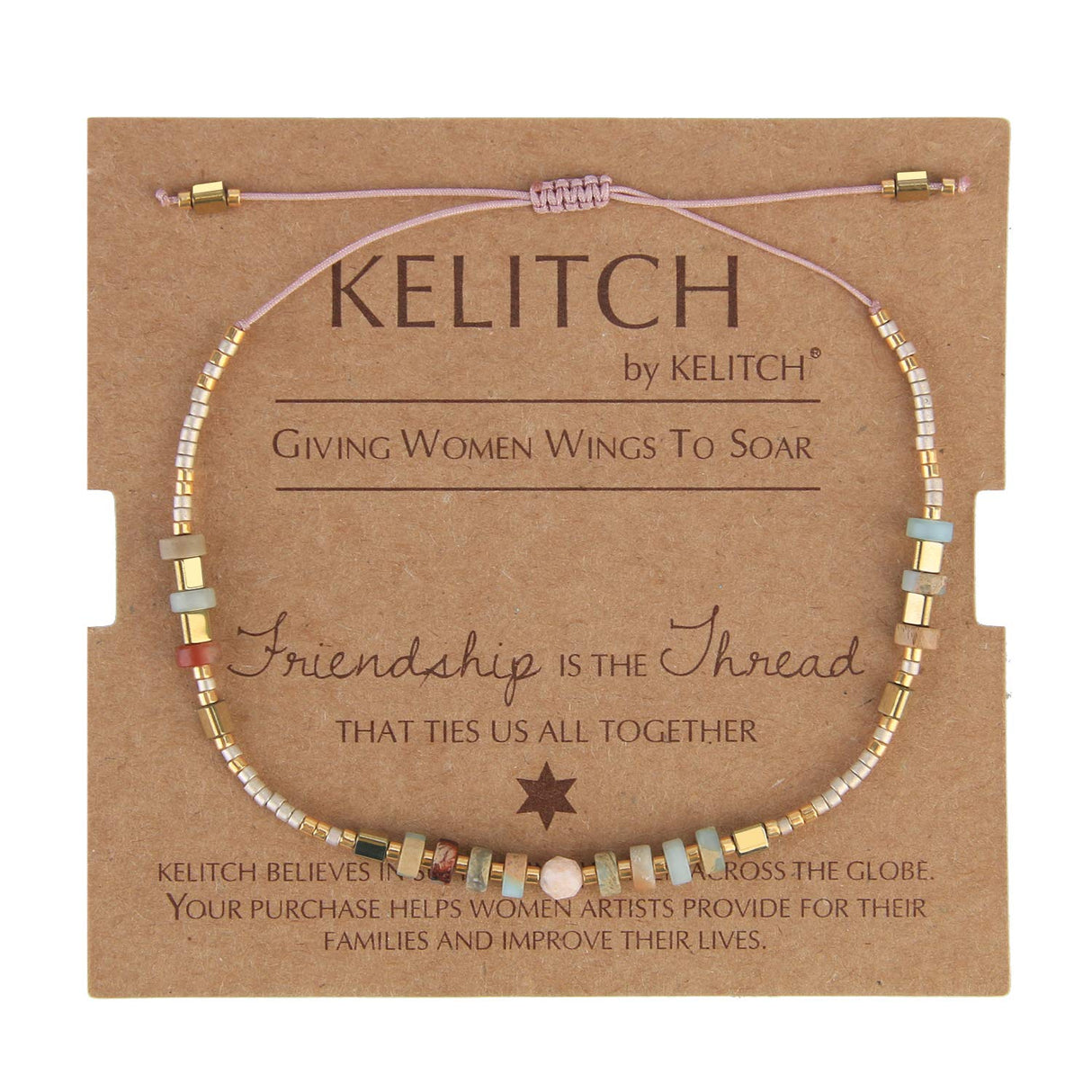 KELITCH Women Strand Bracelets Seed Bead Thin Rope Friendship Bracelets Handmade Adjustable Jewelry F