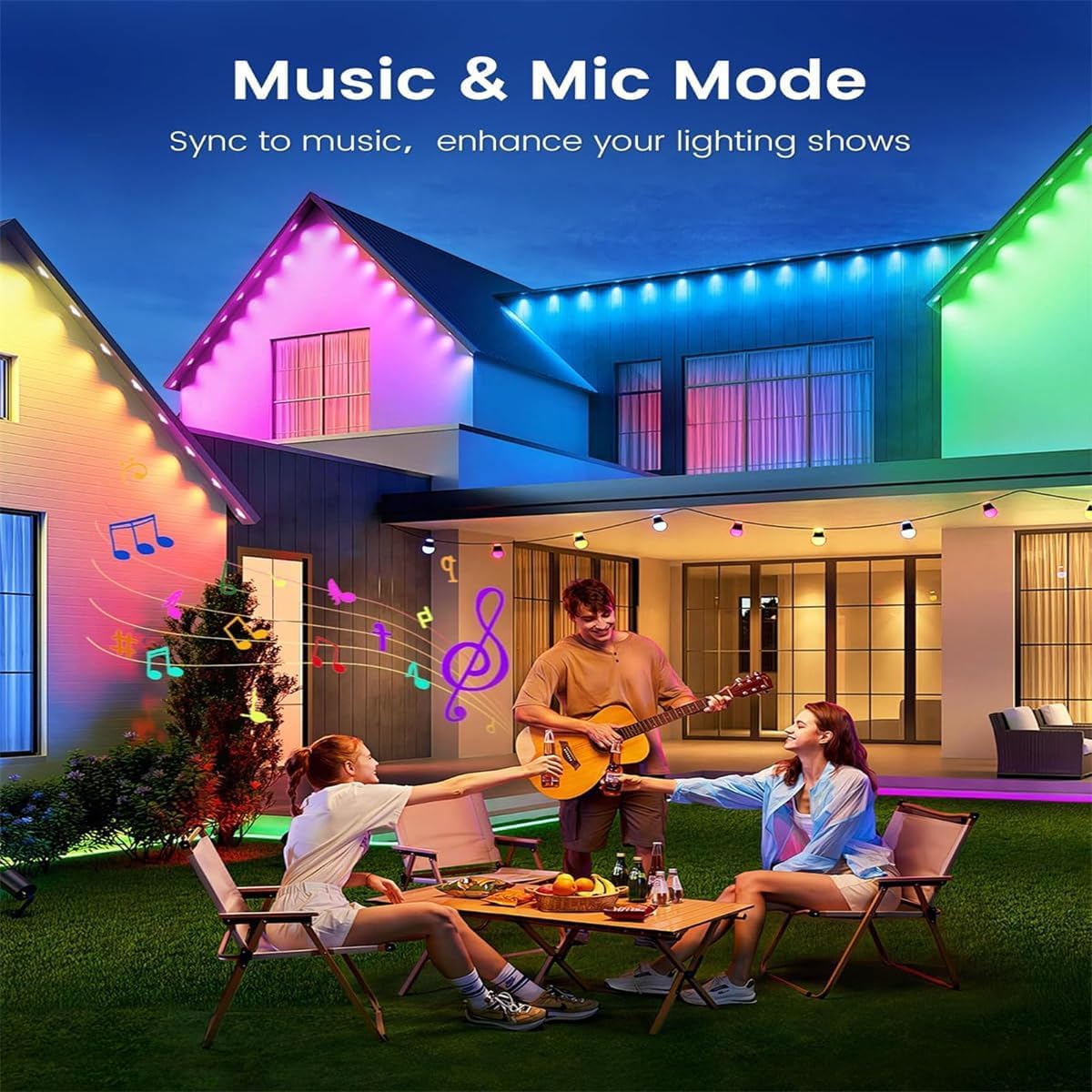Sxlofty 65.6FT Permanent Outdoor RGB Lights,IP67 Waterproof Smart LED Eaves Lights with App/Remote Control,for Christmas and All Holiday Decor,Daily and Accent Lighting,House Roof and Garden Lighting