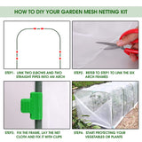 Garden Netting Kit for Raised Beds, 8x24Ft Ultra Fine Mesh Netting with 6 Sets Garden Hoops, Plant Row Cover Insect Netting Birds Pest Barrier Net for Vegetable Fruit Flowers