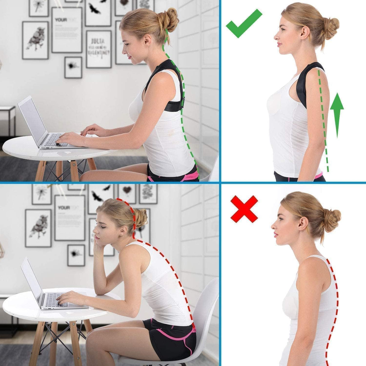 Posture Corrector for Women & Men, Adjustable Back Brace for Posture Support, Breathable & Invisible Upper Back Straightener – Relieves Neck, Shoulder, Clavicle Pain, Improves Alignment for Sitting(M)