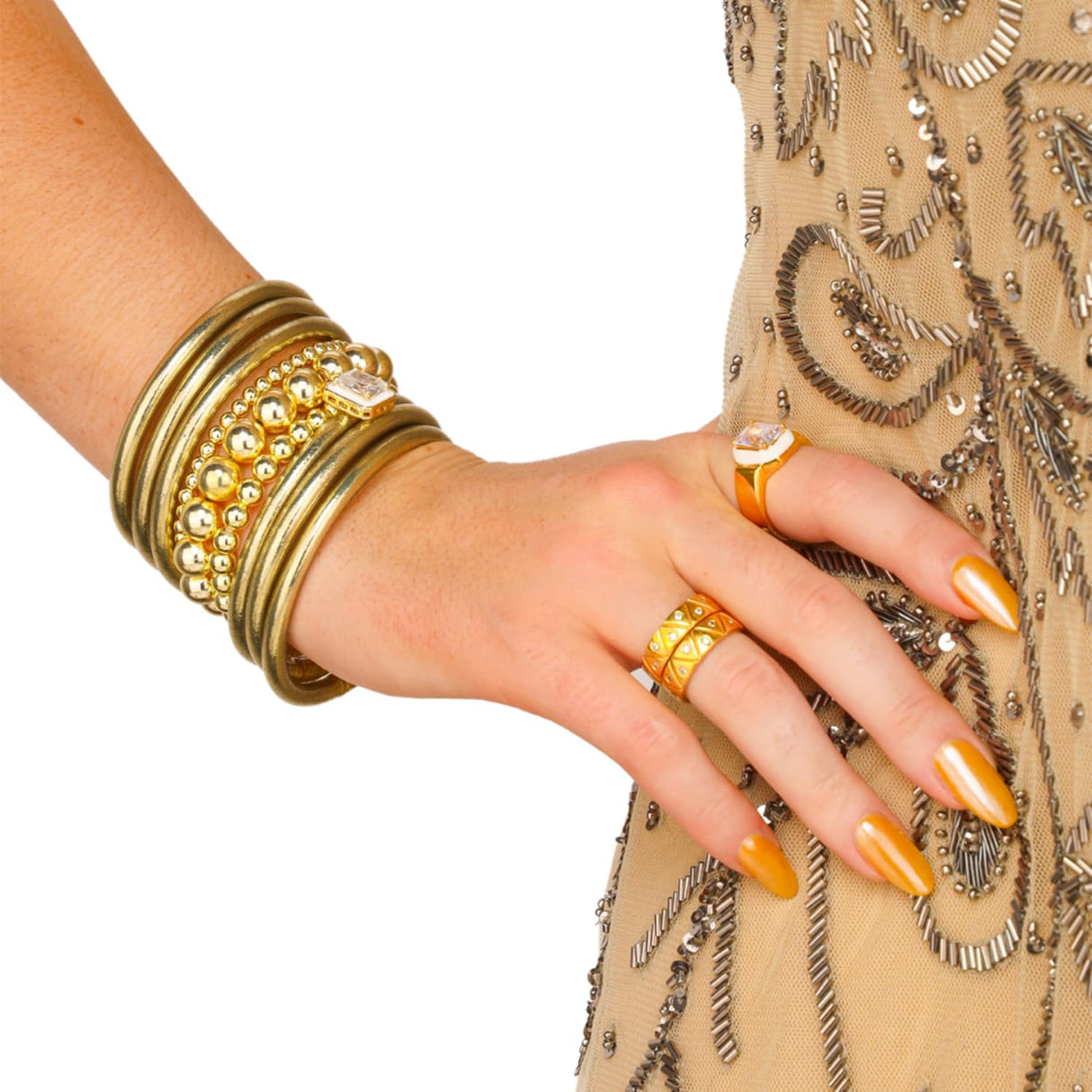 BuDhaGirl Etoile All Weather Bangles® (AWB®) - Serenity Prayer (Soft Gold, Small: 7 Inches)