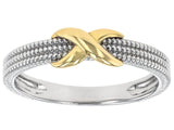 JTV Sterling Silver & 18k Yellow Gold Over Sterling Silver 5mm Polished & Textured Infinity Ring