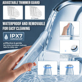 Akunbem 2 in 1 Women Electric Shaver Dual Head Bikini Trimmer for Women IPX7 Waterproof Wet & Dry Use Body Hair Trimmer and Facial Hair Remover for Bikini Underarm Leg Arm Body Face, Blue