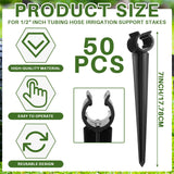 Quzzil 50 Pcs Irrigation Drip Support Stakes 1/2 Inch Tubing Hose Holder, Pipe Universal Drip Lines Tubing Hose for Gardening Patio Lawn Irrigation Growing