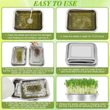 Picowe Stainless Steel Sprouting Trays Seed Sprouting Kit with Stainless Steel Mesh Tray Seed Starter Tray Seed Sprouting Kit (3pack, 10.4 x 7.7inch)