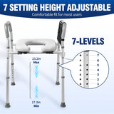 Raised Toilet Seat with Handles, Height and Width Adjustable FSA/HSA Eligible Toilet Seat Risers for Seniors 400lb Cozy Padded Raised Toilet Seat for Elderly, Handicap and Disabled Silver