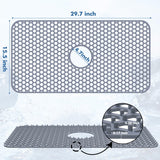 Bestjing Silicone Sink Protectors for Kitchen Sink with Center Drain - 29.7"x 15.5" Kitchen Protector Accessory, Non-Slip Heat Resistan Mat for Bottom of Farmhouse Stainless Steel Porcelain (Gray)