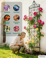 ARIFARO 78 inch Metal Garden Trellis for Climbing Plants, Pack of 2, Indoor/Outdoor Sturdy Decorative Plant Trellises for Potted Plants, House Plants, Climbing Vines, Floral Pattern