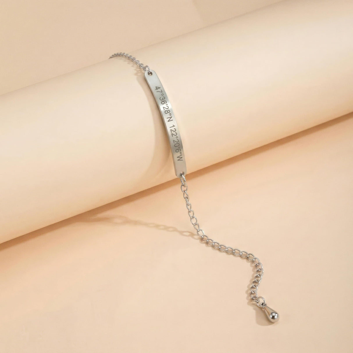 MignonandMignon Custom Name Bracelet Engraved Gold Bar | Personalized Coordinate Bracelet for Women | Dainty Jewelry Gift for Mom Teen Girls Graduation Mothers Day