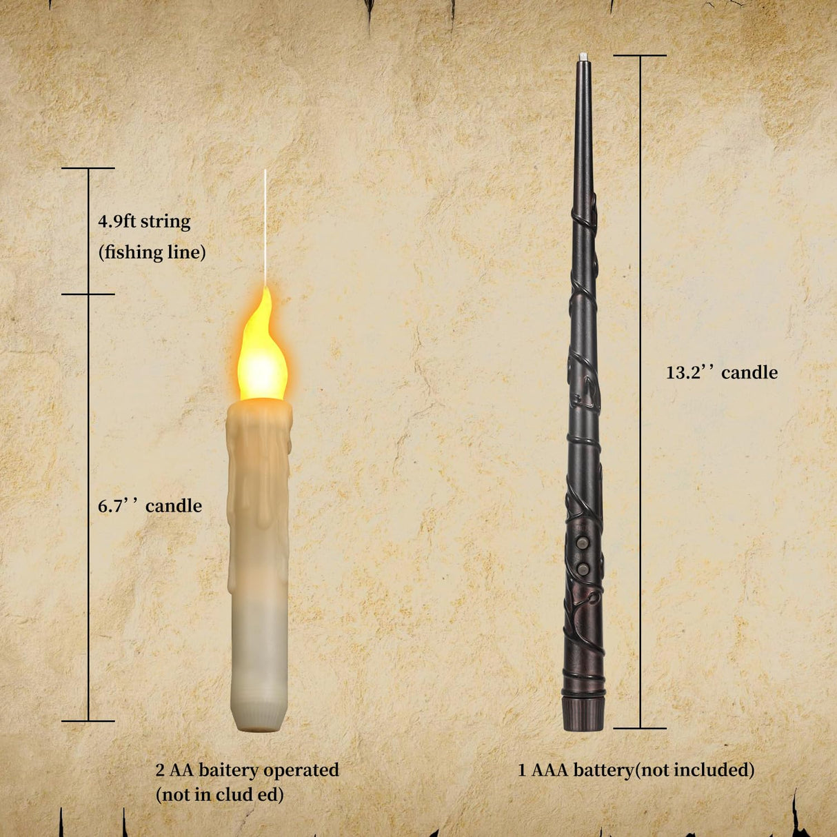 Floating Candles with Wand Remote, Magic Floating Halloween Candles, Flameless LED Flickering Witch Decor Hanging Candles for Halloween Christmas Birthday Party Room Ceiling Decorations, Pack of 12