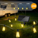 FUANXIEI Outdoor Solar String Lights Waterproof: ST38 50ft Shatterproof Patio Lights - Solar Powered & USB Dual Charging - 3 Modes Button Control - Garden Backyard Gazebo Porch Party Decor