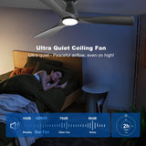 Depuley 52-Inch Ceiling Fans with Lights: Black 3 Blade Flush Mount Low Profile Ceiling Fan for Bedroom - Dimmable Indoor Outdoor Fan with Remote Control Ultra Quiet DC Motor Timer