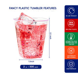 JOLLY CHEF 500 Pack 2 oz Plastic Shot Glasses Clear Disposable Plastic Cups Heavy-duty Party Glasses, Disposable Cups for Thanksgiving Christmas Halloween Party