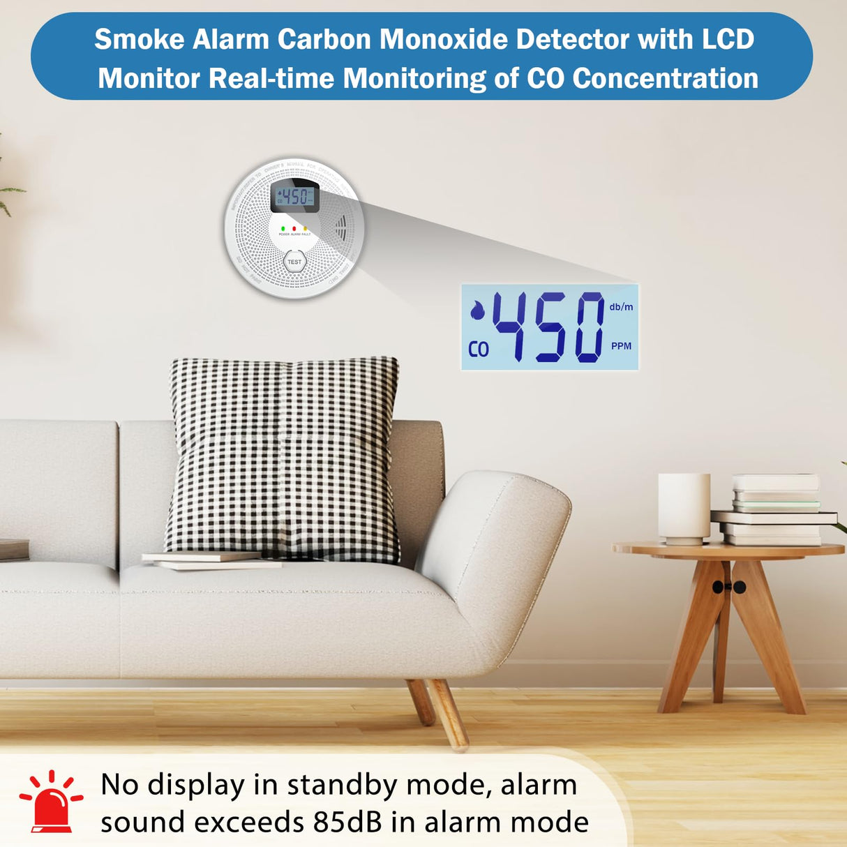 Smoke Detector and Carbon Monoxide Detector Combo with LED Indicators, 2 in 1 CO & Smoke Alarm, Battery Operated Smoke and Carbon Monoxide detectors 1-Pack