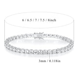 Gemsme 18K White Gold Plated 3.0mm Cubic Zirconia Classic Tennis Bracelet 6.5 Inch