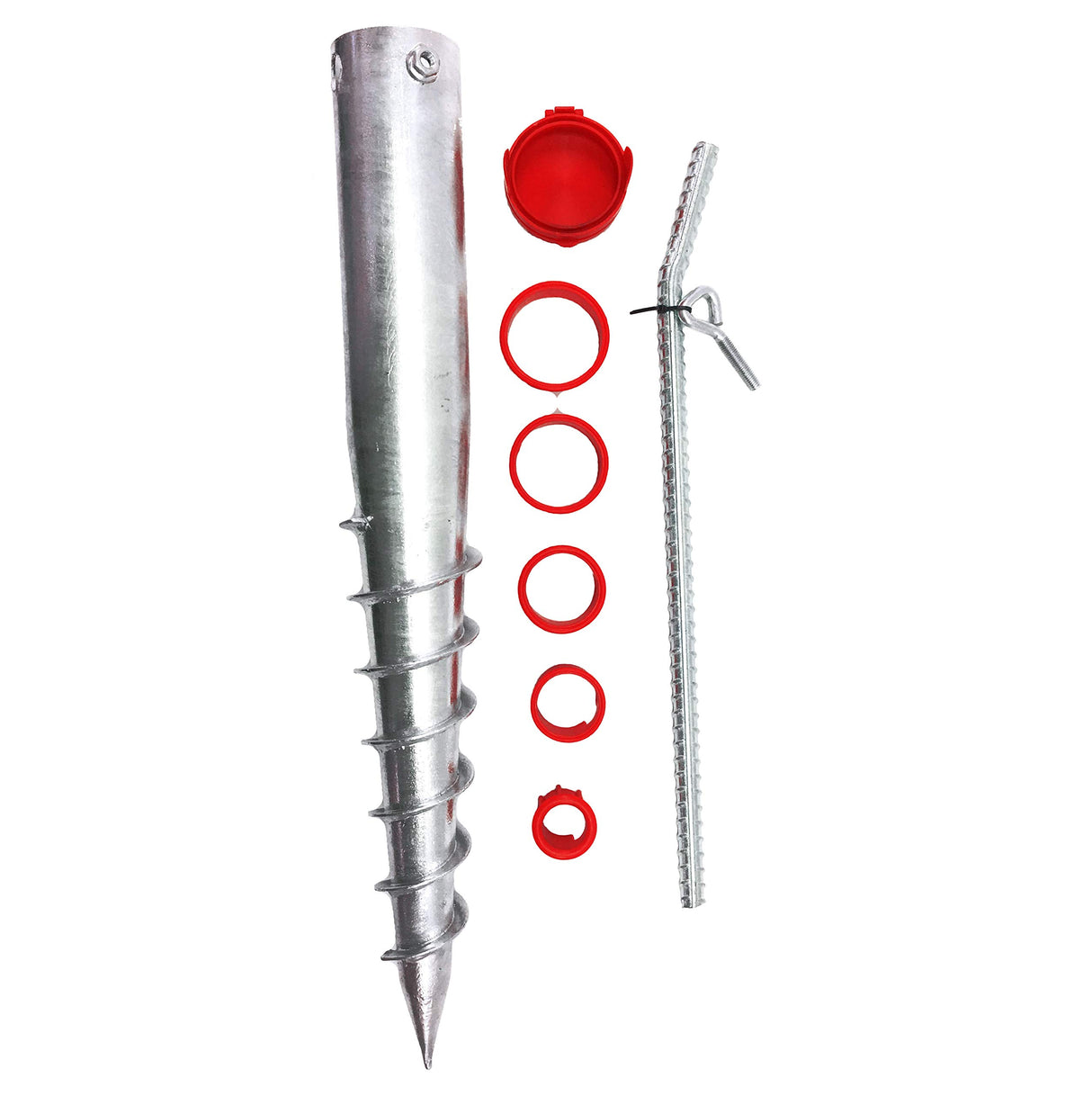 American Ground Screw Model 2 Premium No Dig Ground Anchor - Post & Flag Pole Base Ground Mount - Screw in Post Stake, 22" Inch Long, (Fits Round Poles 1” - 2 3/8") Replacement Fence Post Anchor DIY
