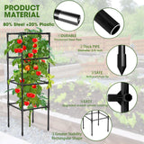 MQHUAYU 3 Pack Tomato Cages, Square Tomato Plant Stakes Support Cages Trellis for Garden Climbing Vegetables Flowers Fruits,Extra Bold,Black