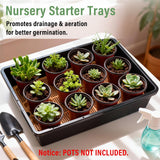 5 Pack Nursery Pots Trays with Removable Mesh Drainage Mat, Plastic Seed Starter Trays (17"x12"x3.5") with Drainage Hole, Propagation Kit for Seedlings, Microgreens, Plant Germination (Black)