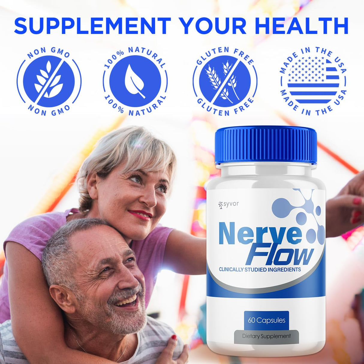 (2 Pack) Nerve Flow Capsules, Official Nerve Flow Pills Made with All Natural Ingredients, Maximum Strength NerveFlow Sciatic Support Supplement with Advanced Vitamins for Women & Men (120 Capsules)